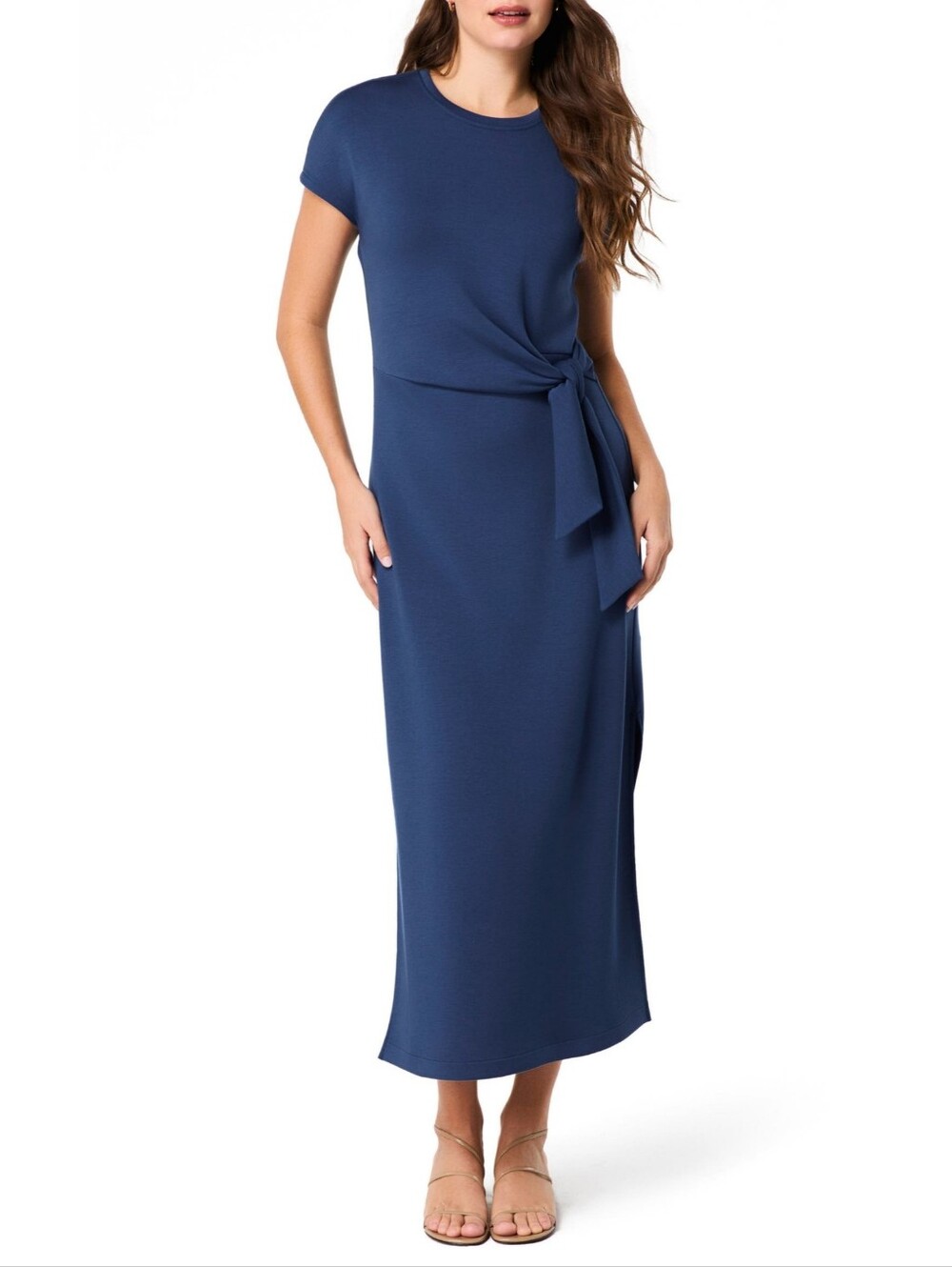 Spanx Air Essentials Blue Tie Waist Maxi Dress Size Large